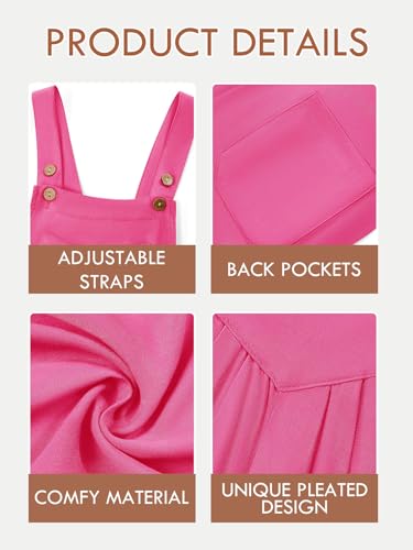 Image of Haloumoning Girls Overalls Kids Casual Sleeveless Wide Leg Jumpsuit Loose Rompers with Pockets 5-14 Years