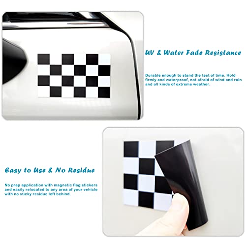 Image of JBCD Checkered Black and White Racing Flag Magnet Decal - for Car Truck SUV, 3 Pack, 3x5 Inches