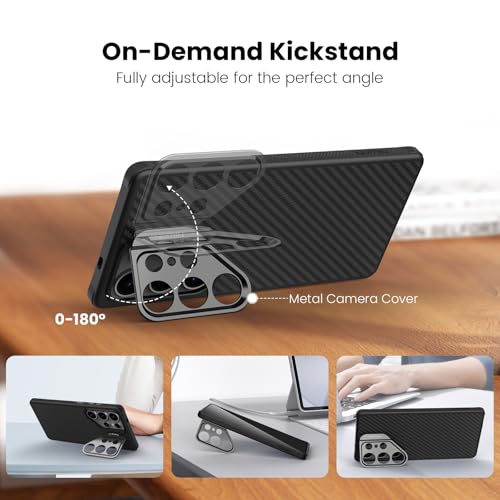 Image of Nillkin for Samsung Galaxy S25 Ultra Case CarboProp Case | Kickstand Carbon Fiber with Camera Cover [ Compatible with Magsafe /Military Grade Drop Tested ]- 6.9'' Black