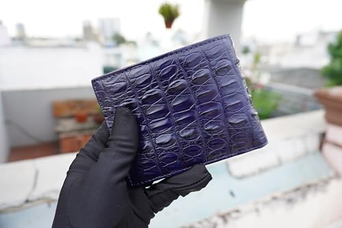 Navy Blue Crocodile Alligator Genuine Horn Leather Men Wallet3