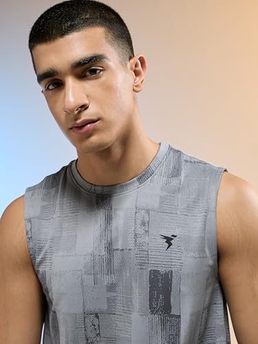 Image of TECHNOSPORT Men's Slim Fit Jacquard Crew Neck Sports Vest with Double Cool, Quick Dry for Sports, Gym & Regular use
