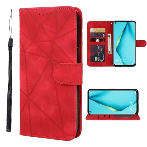 Handyhülle für Samsung Galaxy A42 5G Hülle Premium Lederhülle RFID Schutz Klappbar Handytasche Flip Tasche Hülle Magnet Kartenfach Schutzhülle Klapphülle Standfunktion für Samsung Galaxy A42 5G,Rot