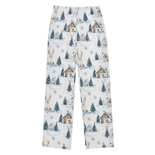 Pajama Pants Bears Houses Winter PJ Bottoms Sleepwear Lounge Sleep Pant with Pockets