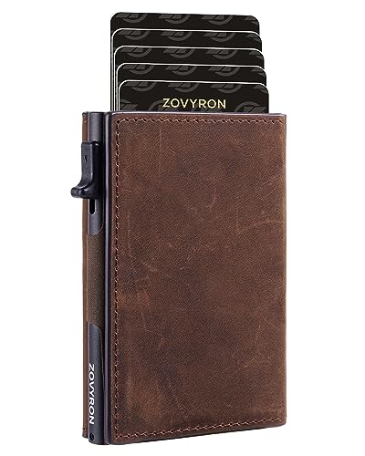 ZOVYRON Wallet for Men Slim Minimalist RFID Wallet with ID Window, Leather Smart Pop Up Wallet Credit Card Holder Front Pocket Wallet