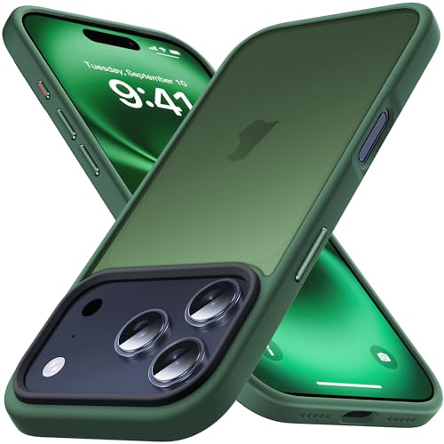 Coque iPhone 17 Pro Max antichoc vert foncé idéale pour le bureau