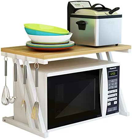 Amazon Closetique レンジ上ラック レンジ台 キッチン ラック ステンレス ２段式 荷重50キロ 収納 調味料収納 ホワイト キチン収納棚 粘着フック 4個付き レンジボード オンライン通販