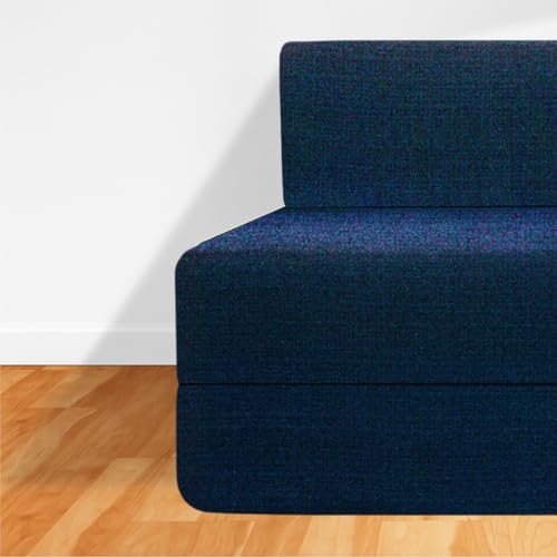 Image of CELLBELL Comfy Sofa Cum Bed 4x6 Feet | Foldable Dual Use Couch Bed with Soft Cushions, Washable Fabric Cover & Sturdy Frame | Space Saving Modern Design for Living Room, Bedroom Guest Use (Navy Blue)