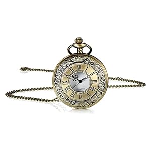 Vintage Taschenuhr, Taschenuhr Herren, Vintage Römische Ziffern Skala Quarz Taschenuhr, Retro Kettenuhr Uhr mit Kette, Klassische Herren-Taschenuhr, Analoge Quarz-Taschenuhr, Moderne Taschenuhr