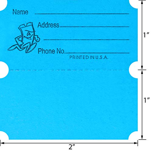 1000 Tacticai Blue Raffle Tickets (8 Colors Available), Double Roll, 2" X 2" Ticket For Events, Entry, Class Reward, Fundraiser & Prizes #TOP2