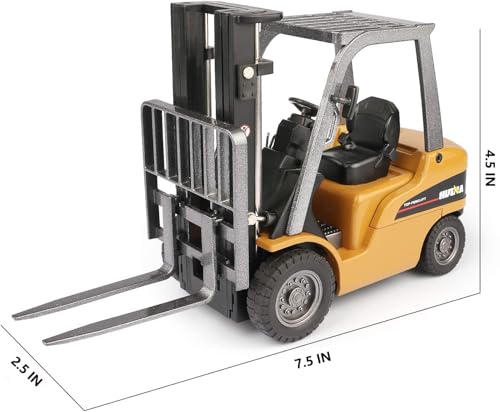 Gemini&Genius Forklift Toy for Kids, Fork Elevator Vehicle Toys, 1/50 Scale Diecast Stacking Machine Truck，Alloy Warehouse Fork Lift Truck Vehicle Model Toy for Kids (Yellow)