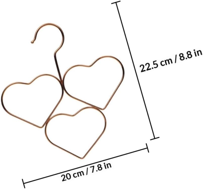 Levemolo 4pcs Rose Gold Heart-Shaped Hangers for Scarves and Ties, Non-Slip Multifunctional Closet Organizer Rack, Space-Saving Accessory for Clothes and Belt Storage