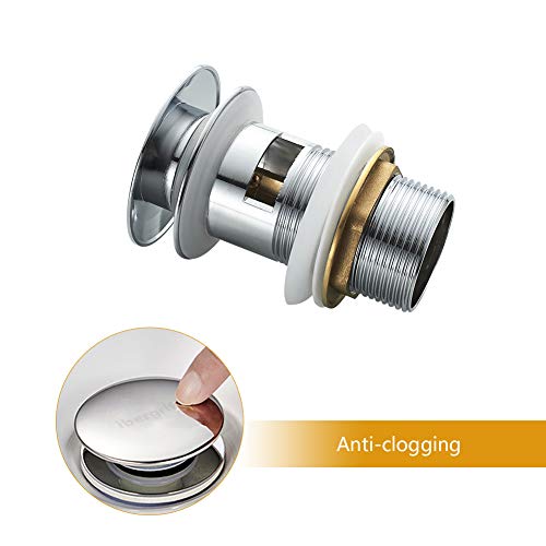 Ibergrif M20502, Universal Ablaufgarnitur POP UP- Anti-Blocking, Auslaufsicher, Korrosionsbeständig, Abflussstopfen Einfache Montage, für Waschbecken mit überlauf Ablaufventil, Messing - Image 6