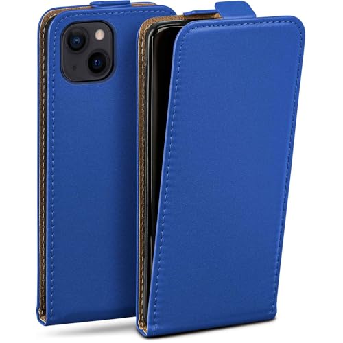 Étui pour iPhone 14 Plus moex bleu en cuir synthétique avec protection écran