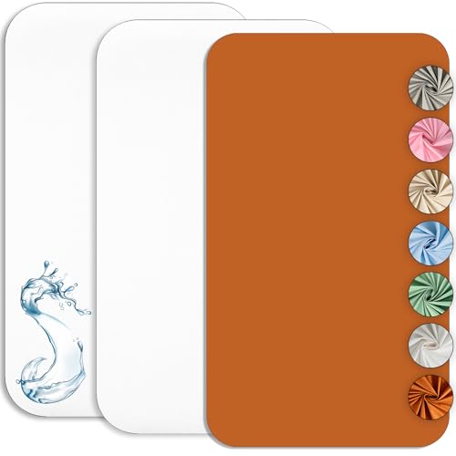 Drap Housse Cododo 55x90cm (Lot de 2) + 1 Alèse Imperméable Protège Matelas Cododo - Set 2+1 Draps Cododo et Alèse Cododo - Oeko-TEX (Blanc/Camel, 55 x 90 cm)