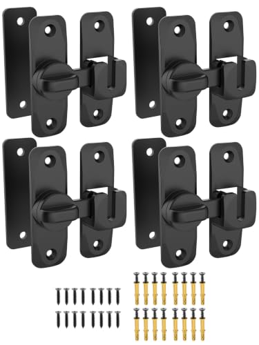 MeBantoo 90/180 Degree Flip Barn Door Lock, Sliding Door Latch, Black-4PCS