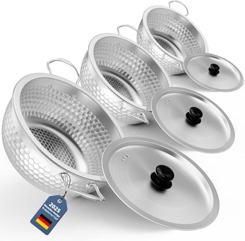 Schmorpfanne mit Deckel, Schmorpfannen-Set aus Edelstahl, lang...