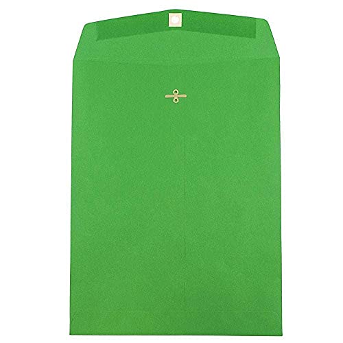 JAM PAPER 10 x 13 Open End Catalog Colored Envelopes with Clasp Closure - Green Recycled - 100/Pack