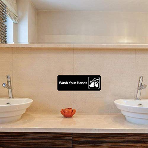 Wash Your Hands Sign,Acrylic Wash Hands Sign Safety Informative Sign With Symbols Great For Home Office Business (9"X3",3Pack) #TOP3