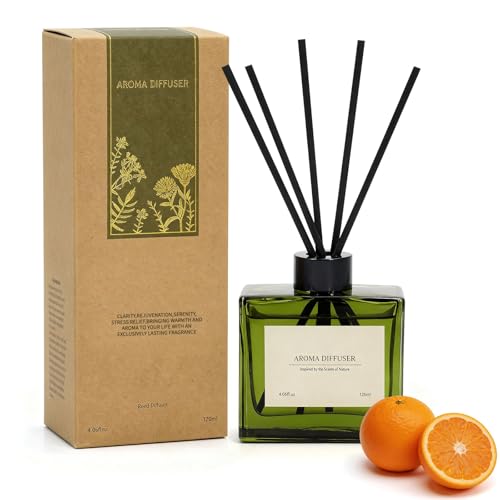 GAGINGOOLD Reed Diffuser, 4 oz Citrus Grove Scent Diffuser with 10 Sticks, 90 Days Long Lasting Reed diffusers for Home, Elegant Fragrance for Bathroom Bedroom Office Decor, Air Fresh