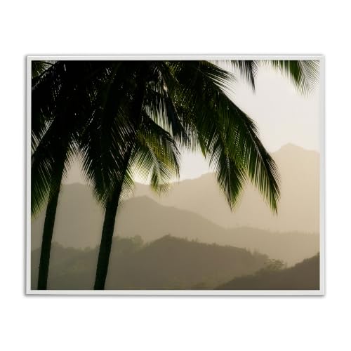 Palm Trees Sunrise Mountain Range, 24 x 30 Inch Framed Giclée Print