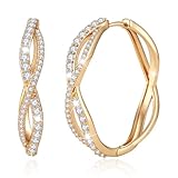 Richapex Pendientes de aro chapados en oro de 18 quilates, hipoalergénicos con circonita cúbica para mujer, regalo ideal para el día de San Valentín, día de la madre, aniversario y más