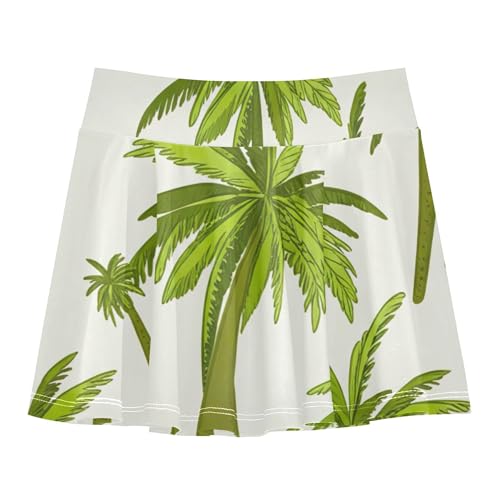 Joisal Girls Skorts Athletic Shorts Tennis Skirts Toddler Toddler Flowy Skort Green Palm Trees Beige 3t2