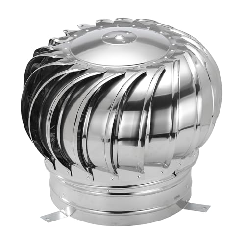 PATIKIL 11.8 Inch Exhaust Cap Roof Flue Vent Stainless Steel Roof Vent Wind Turbine Cap Cover Round Rotation Flue Vent for Outside Chimney Cover Flue Caps