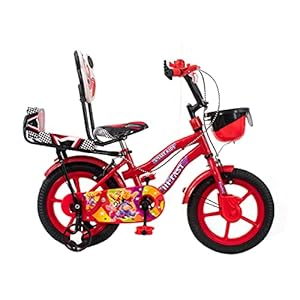 HI-FAST 14 inch Kids Cycle for Boys & Girls 2 to 5 Years with Back Seat & Training Wheels (Semi-Assembled), Red