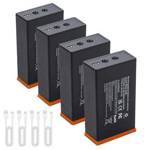 4-Pack Edge Pro Battery Compatible for Moultrie Edge Edge 2 Edge 2 Pro Series Cellular Trail Camera Hunting Cameras Rechargeable Lithium-Ion Battery Pack Type-C Charging Cable 10.8V 54Wh 5000Mah