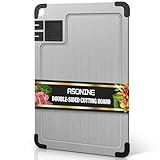Tabla de Cortar de Acero Inoxidable, 316 Cutting Board de Grado Alimenticio de Doble Cara, Con afilador de cuchillos integrado, ranura y esquinas de silicona antideslizantes
