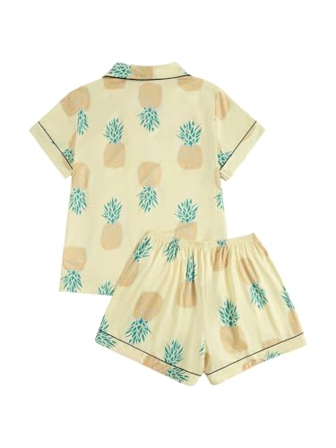 Image of SOLY HUX Women's Short Pajamas Set Cute Printed Button Short Sleeve Shirt with Shorts Sleepwear PJs Set