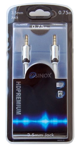 Jack 3,5 mm Sinox câble audio blanc 0,75 m pour votre autoradio