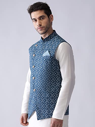 Image of KISAH Men's Jacket - Printed Cotton - Indian Wedding Outfit for Men - Ideal for Weddings and Festivals