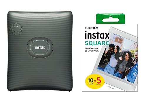 Impresora instax Square Link Verde Oscuro y película Fujifilm Square para fotos con efectos AR