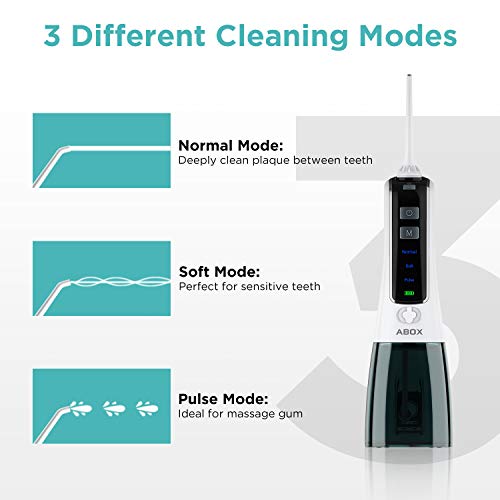Water Flosser, ABOX FC2561 Cordless 300ML Dental Oral Irrigator with 7 Jet Tips for Home and Travel - Thumbnail 6