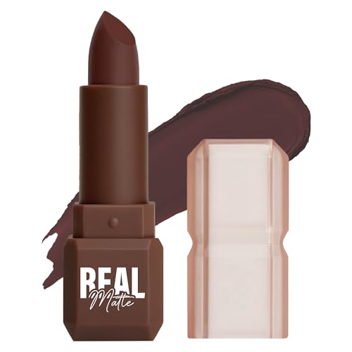 Image of Mila Beaute Real Matte Lipstick | Enriched With Rosehip Extract | Ultra Matte Finish & Long Lasting I Single Swipe, Lightweight & Comfortable - 6-MOCHA BROWN