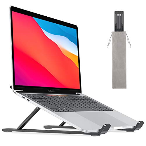 Omoton Laptop Stand, Adjustable Laptop Stand For Desk, Portable Foldable Laptop Holder, Aluminum Laptop Cradle, Compatible Macbook Air, Macbook Pro, Hp, Dell, Lenovo More (Up To 16 Inch) (Black) #TOP1