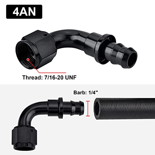 Image of EVIL ENERGY 4AN 90 Degree Push Lock Hose Fitting End Black