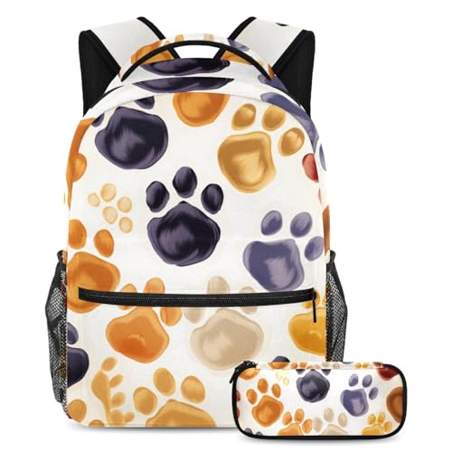 Sac à dos motif pattes de chiot avec trousse assortie pour garçon et fille taille L