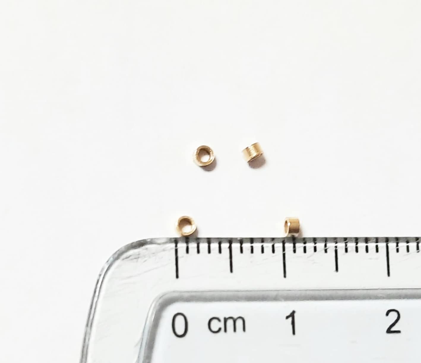 4pcs Pure 14K Yellow Gold Tube Crimp Beads, 1 X 1.8MM, By CRAFT WIRE