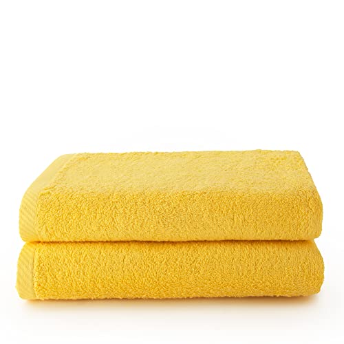 Top Towel - Plus - stora badhanddukar - badhanddukar - 2 duschhanddukar - 70 x 140 cm - 100% bomull - citron