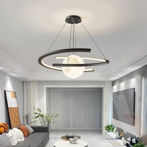 Lampe suspendue LED circulaire noire 60cm dimmable pour un salon design