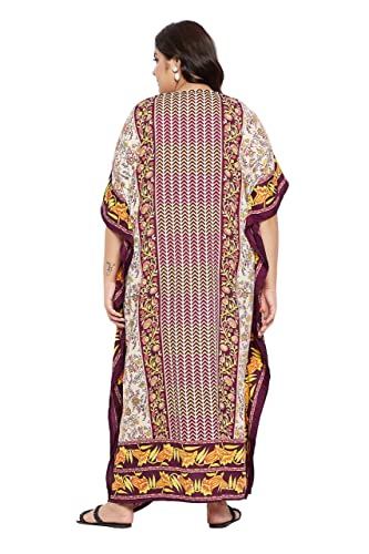 Image of Oussum Plus Size Kaftan Dresses for Women, Polyester Summer Caftan Cover Up Maxi Beach Dress, 1X-3X