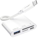 4-in-1 USB C SD Card Reader with USB 3.0 Port & Charging Port | JSAUX Type C to Micro SD Memory Card Reader | Compatible with iPhone 16/Pro Max/Pro/Plus,iPad Pro,MacBook Pro/Air,Galaxy S8 to S24-White