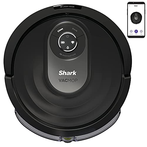 Shark AI VacMop Saug- WischRoboter [RV2001WDEU], Roboter Staubsauger & Mopp, Ultraschall-Wischen, Anti-Hair-Wrap Technologie, Teppiche und Hartböden, WLAN-App, Tierhaare