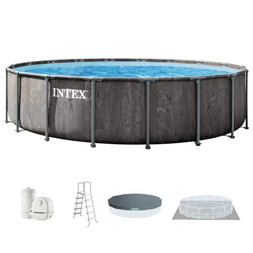 INTEX 26743EP Prism Frame Above Ground Swimming Pool Set: 18ft x 48in Includes 1500 GPH Cartridge Filter Pump Removable Ladder Pool Cover Ground Cloth
