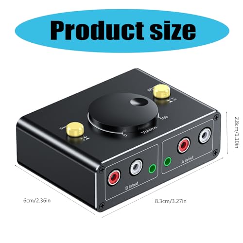 Adaptateur audio 3,5/2RCA commutable avec bouton volume pour câble stéréo PC TV - 5