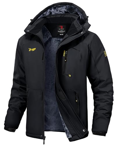 TBMPOY Men's Winter Jackets Skiing Waterproof Snow Thick Fleece Lined Hooded Utility Cold Weather...