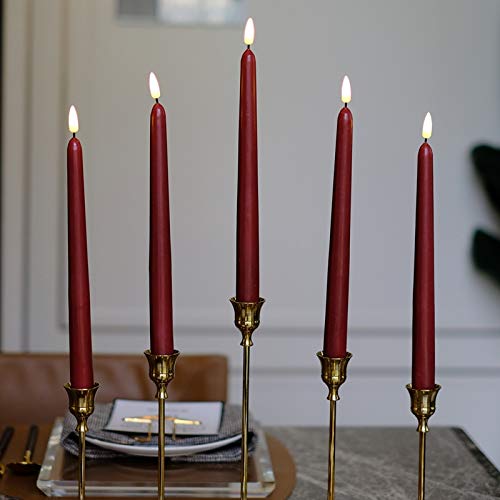 RED Set of 4 Battery Operated Wax Taper Candles.LED Flameless Candles - Thumbnail 4