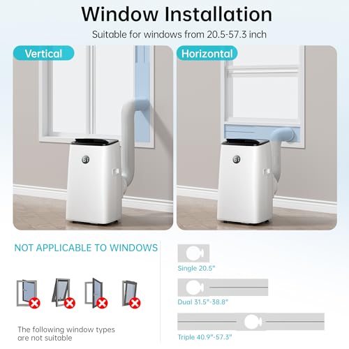14000 BTU Portable Air Conditioners Cools Up to 700 Sq.Ft, 3-in-1 Energy Efficient Portable AC Unit with Remote Control,Dehumidifier Fan,Smart Quiet Sleep Mode,Timer,Auto Swing,for Room Bedrooms - Image 8